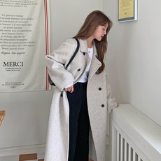 VOLL company 볼컴퍼니 울소재 데일리 핸드메이드 싱글카라 롱 베이직 더블코트 여성용