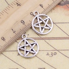 목걸이 펜던트 팬던트 20pcs 매력 스타 오각형 19x16mm 티베트어 청동 실버 컬러 골동품 보석 만들기 diy 수제 공예