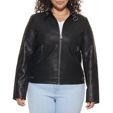 Levi's 여성용 인조 가죽 모토크로스 레이서 재킷 (스탠다드 및 플러스) 블랙.