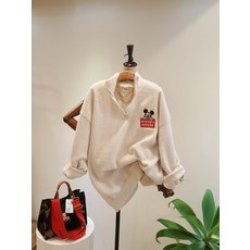 빼꼼 미키 자수 롱 반집업 아노락 맨투맨