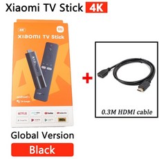샤오미 MI TV 스틱 미스틱 안드로이드 쿼드 코어 블루투스 글로벌 버전, HDMI 케이블 1개 추가, 미 티비 스틱 4k eu