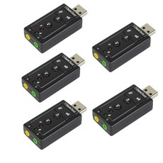 USB 외장 사운드 카드 7.1 채널 사운드 3D 3.5mm 잭 마이크 이어폰 인터페이스 가상 오디오 어댑터 노트북 1/3/5 개, 3) 5 Piece, 1개