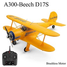 RC 비행기 WLtoys 3D6G A300Beech D17S 키트 RTF EPP 4CH 복엽 브러시리스 모터 LED 야외 비행 최신, 4.1B WITH LED YELLOW, 1개