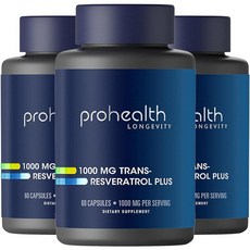 ProHealth Longevity 1000mg 트랜스 레스베라트롤, 60정, 3개