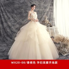 해외발송 [웨딩드레스]라이트 웨딩 신부 2020 새로운 샴페인 컬러 임산부 숲 슈퍼 요정 작은 기질-23630