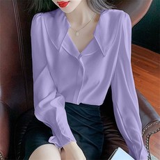 besteffie 블라우스 여성용 브이넥 루즈핏 무지 퍼프소매 프릴 빅사이즈 쉬폰셔츠 6컬러 C88