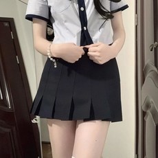 교복몰 (대여) 블랙 여자 플리츠 숏치마 교복 학생복 (WFFB1D0)