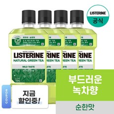 리스테린 내추럴 그린티 마일드 구강청결제, 750ml, 4개