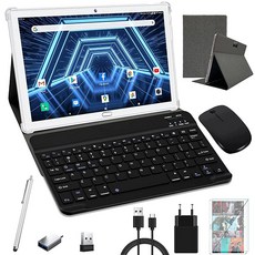 2 in 1 태블릿 10.1인치 안드로이드 11 옥타 코어 프로세서 듀얼 심 셀룰러 4G LTE 태블릿 PC 4GB RAM 64GB ROM 256GB 확장 구글 인증 태블릿 키보
