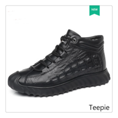 티피/Teepie 겨울 따뜻한 면화 남성용 하이탑 소가죽 악어 패턴 중년 아버지 면화 신발