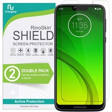 (2-팩) Moto G7 파워 케이스 프렌들리 Moto G7 파워 스크린 프로텍터 전체 커버리지 클리어 필름용 리노기 스크린 프로텍터, 1