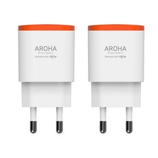 국산의힘 MADE IN KOREA 아로하 18W 고속충전기 QC 3..0/갤럭시/아이폰 호환 충전기, 화이트/오렌지, 2개