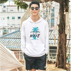  펀한커플 남성용 오버핏 루즈핏 후드 래쉬가드 비치웨어 상의 + 하의 세트 AE4212 