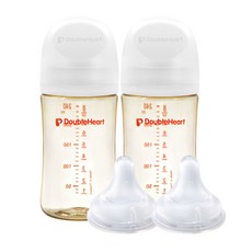 더블하트 모유실감 3세대 PPSU 베이직 트윈팩 240ml+젖꼭지(2입)