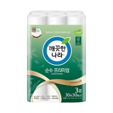 깨끗한나라 순수 프리미엄 더 퍼스트 천연펄프 3겹 고급롤화장지 30m 30개입 1개 상품 이미지