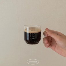 리틀오브제 홈카페 쌓을 수 있는 스태킹 감성 레터링 내열유리 에스프레소 샷잔 110ml, B급상품(눈에띄는 스크래치/기포/자국 등), 1개