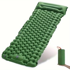 야외 캠핑 팽창식 매트리스 수면 패드 내장 베개 펌프 에어 매트, 2.Military Green