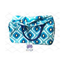 Emma Chloe QUILTED COTTON OVERNIGHTER Tote Bag Turquoise Aqua Blue NWT