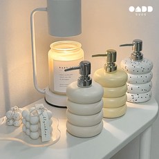 일상담당 세라믹 웨이브 디스펜서 주방 세제 비누 핸드워시 공병 도자기 오브제, 1개, 아이보리