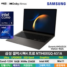  (당일발송) 삼성전자 갤럭시북4 프로 NT940XGQ-A51A 울트라5/LPDDR5 16GB/NVMe 256GB/Win11Pro/터치스크린/WQXGA/지문인식/120Hz/14인치, WIN11 Pro, 16GB, 256GB, 문스톤 그레이 