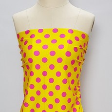 칼라필 ( Color Feel ) 폴카도트(Polka Dots) 땡땡이 사방스판 원단 (댄스 수영복 레깅스 원단) 순수 국내산(Made In Korea), 옐로우진핑크