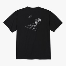 배드민턴 반팔 오버핏 티셔츠 블랙 청소하는 배드콕