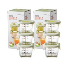 락앤락 내열 유리 이유식 용기 3P+3P 230ml, 1개, 정사각(3p)+정사각(3p),