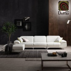 [도모디자인] 블란도 4인 포르세나 천연면피 통가죽 소파 + 스툴, 모카