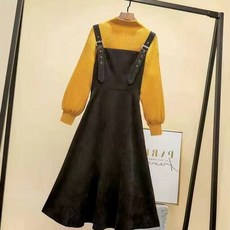 서스팬더원피스 오버롤원피스 멜빵원피스 단건 겨울 가을 계절 두꺼운 커버 끈나시 슬립 스웨터 여성 이너티셔츠