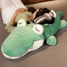 뽀글이 공룡악어 피겨 여자 잠꾸러기 뽀글이 다리 집게 귀여운 침대 속 초연인형, 패딩 크로커다일 연두, 1.1m