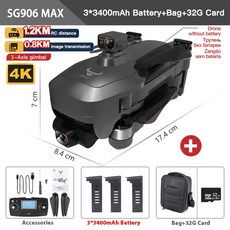 SG906 프로 2/맥스 1 드론 4K 프로페셔널 FPV 카메라 3 축 짐벌 3KM 브러시리스 GPS 쿼드콥터 장애물 회피 RC, [12] 906 MAX 3B Bag 32G