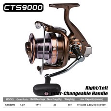 낚시 릴 Yancy New CTS9000/10000/12000 풀 메탈 낚시 릴 14 + 1BB 최대 드래그 13-23kg 스피닝 릴 바닷물, 01 CTS9000