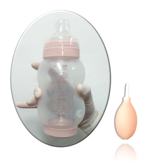 [아모베이비 AMOBABY] 200mL 6oz TritanEX501(USA미국수입신소재)BabyPink실리콘풍선젖병+공기주입기+모유촉감LSR Nipple 2단계 M Size 유꼭지