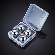 웨일베리4 얼음대용 원형 아이스큐브 4개입 양주 위스키잔 얼음트레이 스텐아이스큐브 위스키볼 얼음큐브 아이스볼, 4개