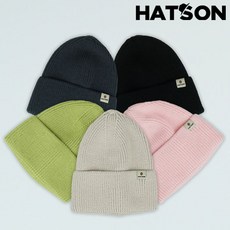 [햇츠온]2H4001 HatsON 브랜드 여성 남성 겨울 방한 무지 울 니트 골지 숏 비니 등산 모자 AA - 햇츠온겨울모자