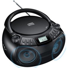 블루투스 붐박스 AMFM 라디오 USB 포트 휴대용 CD 플레이어 스테레오 사운드 스피커 MP3 재생 3.5mm AUX 입력 헤드폰 잭 LCD 디스플레이 CDR CDRW MP3WM