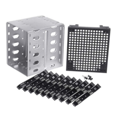 5.25인치 ~ 5 x 3.5인치 SATA HDD 케이지 랙 하드 드라이브 디스크 인클로저 디스크 트레이 어댑터, 01 Silver black, 1개