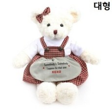 [에이치플러스몰] 체크테디베어 화이트 여자곰 대형 55cm 인형 봉제, 상세페이지 참조, 상세 설명 참조, 1개