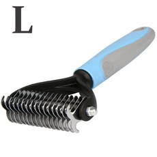 애완 동물 손질 브러시 머리 제거 양면 레이크 고양이 안전 빗, 1개, 3.L-Blue