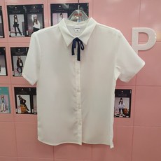 애플핑크반팔블라우스