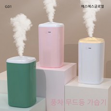 (판다옹) KC인증 받은 음이온 향균 무드등 360ml 미니가습기 1+1, 화이트+핑크