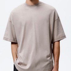 Zara Man High Neck Oversize T-Shirt 하이넥 오버사이즈 티셔츠 밍크 반소매 XL size