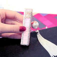 여성 여자 라이터 충전식 usb 라이터 담배 여자친구 선물, [핑크 다이아몬드 + 화이트 술] USB 충전