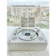 타임 레트로 CD 플레이어 블루투스 스피커 휴대용 올인원 플레이어, 월넛