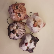 할로윈 유튜브 방송용 종이가면 가성비 고양이 반가면 4종세트, 고양이반가면세트