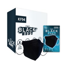 에어마인 더블랙 마스크 KF94 새부리형 대형 블랙 개별포장 성인용, 1개, 블랙, 50매입