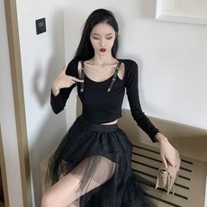 나시 스커트 세트 샤 미니 어깨 트임 멜빵 끈 특이한