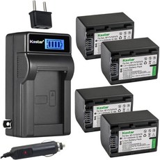 Kastar 2Pack NPFH70 Battery and LCD AC Charger Compatible with Sony NPFH30 NPFH40 NPFH50 NPFH60 NP, 1 Charger + 4 Batteries, 1개