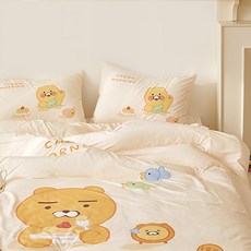 카카오프렌즈 춘모닝 알러지케어 차렵이불+패드+베개 커버 침구 세트 퀸(Q)