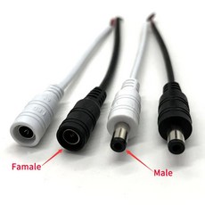 3528 5050 LED 스트립용 DC 암수 케이블 커넥터 5/10 개 5.5x2.1 플러그 흑백, [01] White, [04] 10 Pcs Female